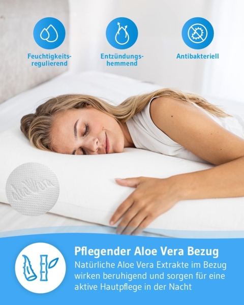 Third of Life Ergonomisches Seitenschläfer-Kissen SOÑAR | Orthopädisches Lagerungskissen aus Visco-Schaum und Nacken-Stützkissen für Paare | Hypoallergen | Aloe Vera Kissen-Bezug | 135 x 33 x 12 cm Bild 5