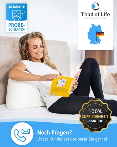 Third of Life Ergonomisches Seitenschläfer-Kissen SOÑAR | Orthopädisches Lagerungskissen aus Visco-Schaum und Nacken-Stützkissen für Paare | Hypoallergen | Aloe Vera Kissen-Bezug | 135 x 33 x 12 cm Bild 7