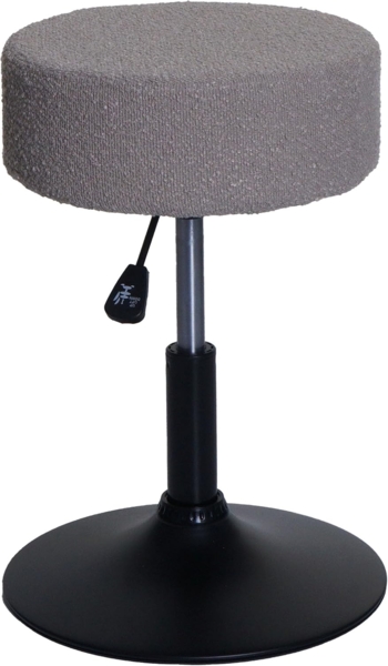 Hocker HWC-C22, Sitzhocker Schminkhocker, höhenverstellbar drehbar Ø 37cm Stoff Bouclé (450g/m²) FSC® ~ taupe