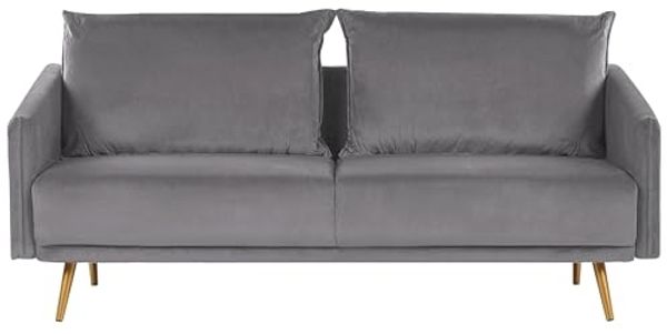 3-Sitzer Sofa Samtstoff grau MAURA