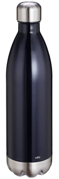 Cilio 'ELEGANTE' Isoliertrinkflasche, Edelstahl schwarz, 1000 ml
