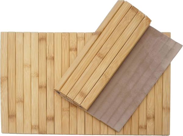 2-teiliges Tischset HWC-E72, Platzdeckchen Tischmatte Platzset, Bambus abwaschbar flexibel 45x30cm
