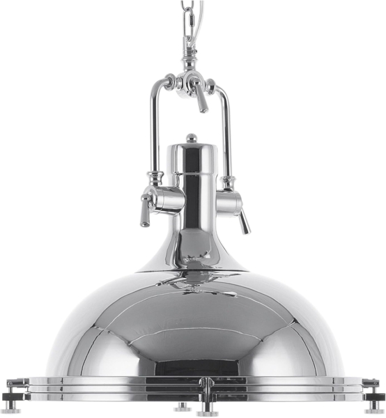 'Ebron' Hängeleuchte Silber Metall mit Schirm in Glockenform Industrie Look