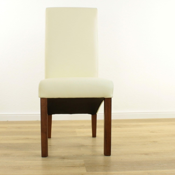 Six Lederstuhl Felice Creme Weiß Nussbaum Bild 3