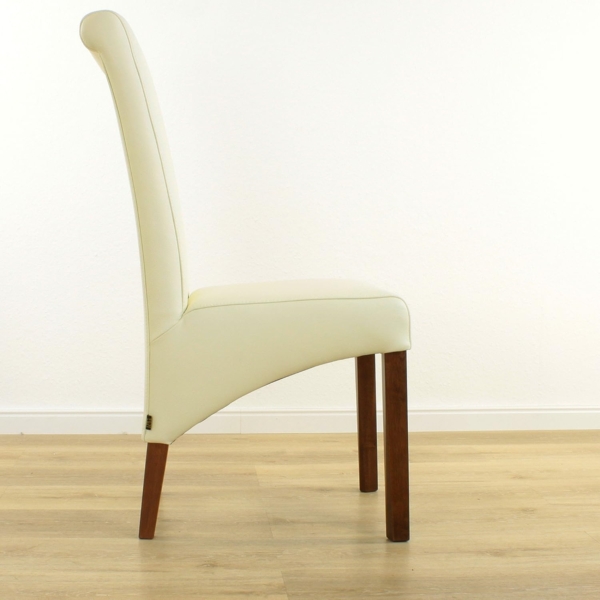 Six Lederstuhl Felice Creme Weiß Nussbaum Bild 4