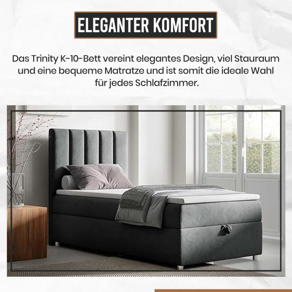 Best for Home Boxspringbett K10 SINGLE mit Bettkasten (Graphit 100x200) Bild 6