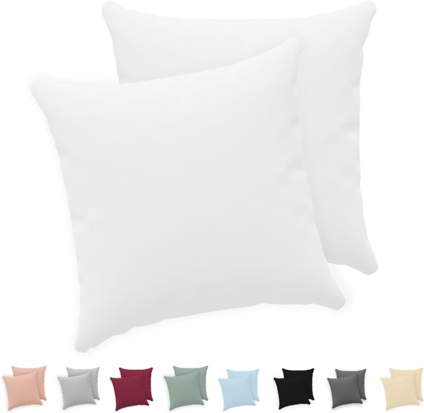 Twinzen® Kissenbezug 30x30 (2er-Set) - 100% Jersey Baumwolle 150 GSM Kissenbezüge - Weiß - Für Kissenbezüge 30x30 cm - Kissenhülle - Kissenbezug mit Reißverschluss - Oeko-Tex Zertifiziert