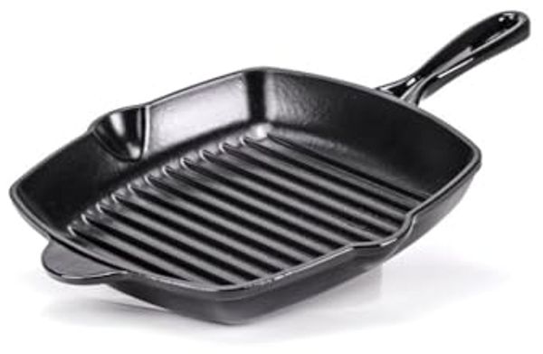 Berndes b. iron Grillpfanne, Pfanne, Induktionsgeeignet, Gusseisen, Schwarz / Grau, 27x27 cm, 034233