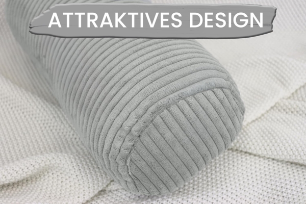 Amilian Nackenrolle mit Bezug 15 x 40 cm - Kissenrolle - mit Nackenrollenbezug - Bettrolle, Kopfstütze, Nackenstütze mit Bezug, ideal als Dekokissen, Sofakissen, Kissen, Kissenrolle, Lagerungskissen, Schlafkissen und für Reisen Bild 2