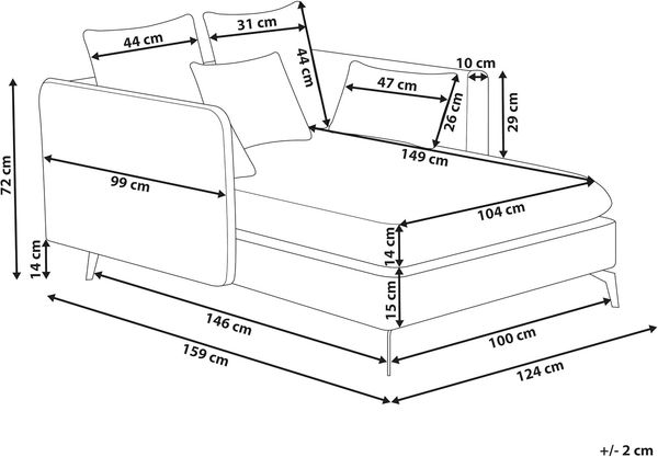 Chaiselongue taupe schwarz CHARMES Bild 3
