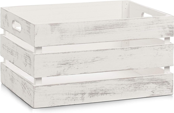 Zeller 15132 Aufbewahrungs-Kiste, Holz, Vintage weiß, 39 x 29 x 21 cm