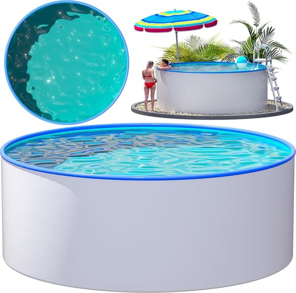 Stahlwandpool Rund Ibiza Ø 360 x 120 cm Blau