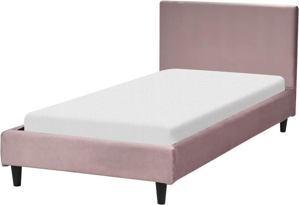 Polsterbett Samtstoff rosa Lattenrost 90 x 200 cm FITOU