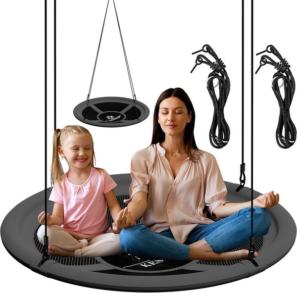 KESSER® Nestschaukel, verstellbar, Indoor - Outdoor-Schaukel für Kinder & Erwachsene, 120cm, Anthrazit