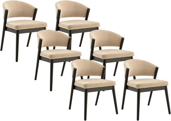 Vente-unique - ZELVYN Stuhl Stoff Beige - B 64 cm x H 76 cm x L 53,5 cm
