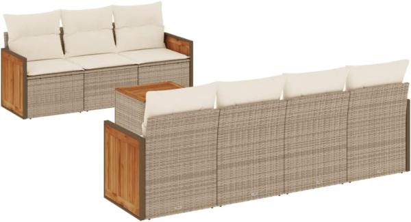 vidaXL 8-tlg. Garten-Sofagarnitur mit Kissen Beige Poly Rattan 3259888