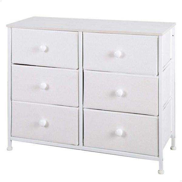 AKTIVE Max Home Mehrzweck-Schlafzimmer, 6 leichte Stoffschubladen, 80 x 30 x 62 cm, Stahlrahmen, Holzplatte, Weiß, mit Nivelliersystem, Organisation, Aufbewahrung (18409)