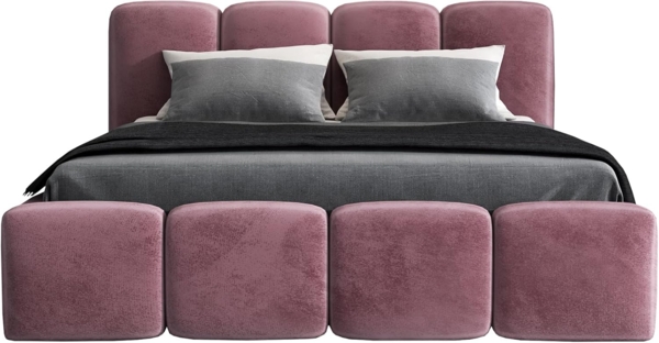 Polsterbett DONA 160x200 ohne Matratze mit Bettkasten und Lattenrost. Farbe: Flamingo 14