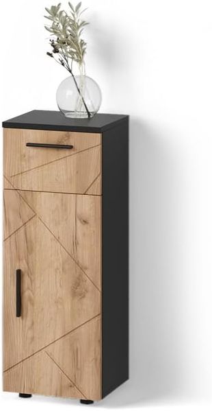 Livinity® Midischrank Ronco, Goldkraft Eiche/Anthrazit/Anthrazit, 30 x 81 cm