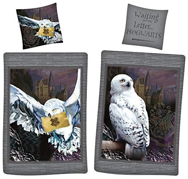 BERONAGE Kinderbettwäsche Harry Potter Hedwig Bettwäsche Linon / Renforcé Eule Bettbezug, 100% Baumwolle, 2 teilig, 135x200 + 80x80 cm