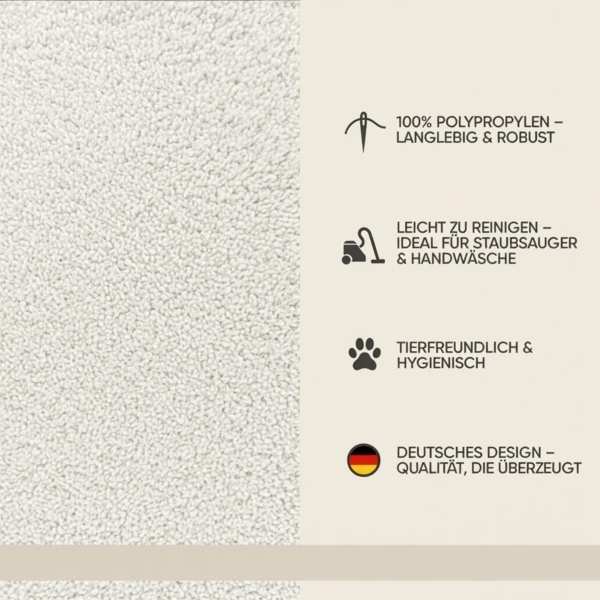 Fashion4Home Teppich Wohnzimmer – Einfarbig Teppich, Uni Teppich fürs Kinderzimmer, Schlafzimmer, Arbeitszimmer, Büro, Flur und Küche - Kurzflor Teppich Cream-Weiß, Größe: 200 cm Rund Bild 5