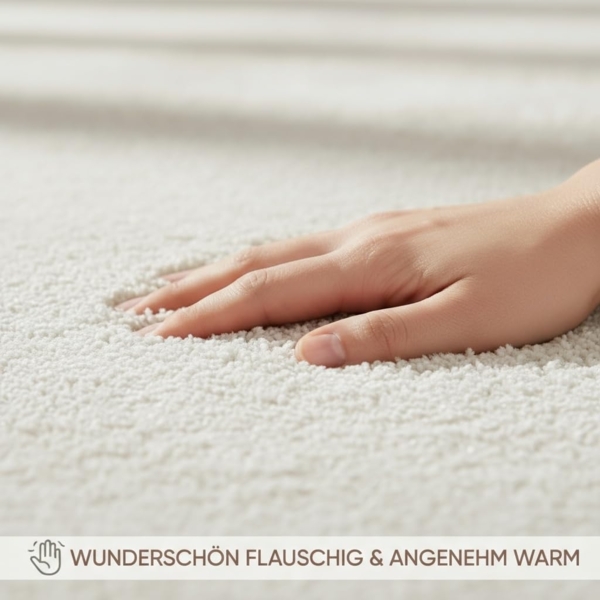 Fashion4Home Teppich Wohnzimmer – Einfarbig Teppich, Uni Teppich fürs Kinderzimmer, Schlafzimmer, Arbeitszimmer, Büro, Flur und Küche - Kurzflor Teppich Cream-Weiß, Größe: 200 cm Rund Bild 6