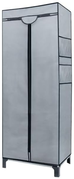 Intirilife Kleiderschrank (Intirilife Faltschrank 68 x 45 x 175 cm in GRAU, 1-St) Faltschrank 68 x 45 x 175 cm Stoffschrank Kleiderschrank Kleiderstange