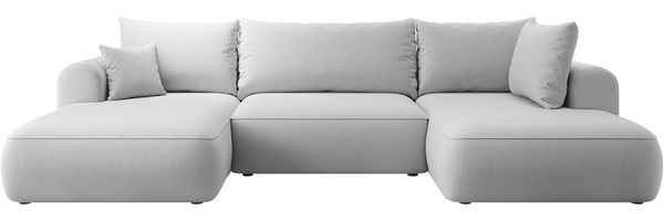 Selsey Sofa Ecksofa Eckcouch Schlafsofa Couch Mit Stauraum Schlaffunktion Pflegeleicht Polyurethanschaum U Form Rechts OVO Grau Veloursoptik Castel