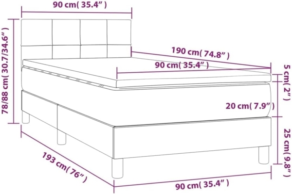 vidaXL Boxspringbett mit Matratze & LED Dunkelgrün 90x190 cm Samt 3134378 Bild 2