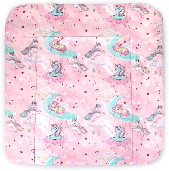Balbina® Wickelunterlage Wickeltischauflage Wickelauflage baumwolle 70x70 I Pink Einhorn