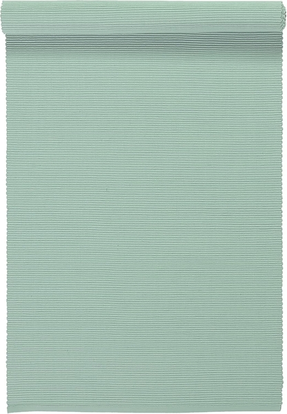 LINUM UNI Dekoratives Tischläufer für Esstisch 45x150 cm, 100% Gerippte Baumwolle, Maschinenwaschbar, Helles Eisgrün