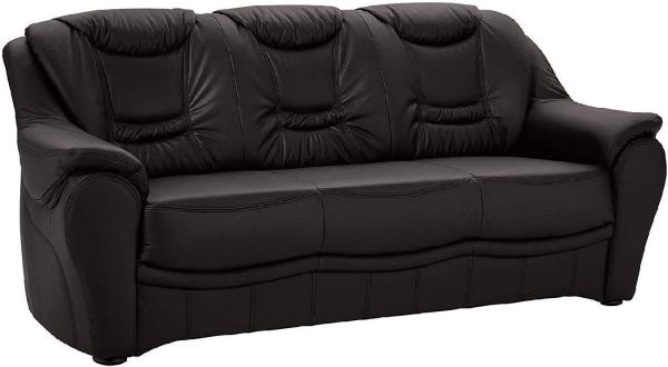 Cavadore 3er Ledersofa Bansa 3-sitziges Sofa in Leder, Echtleder, schwarz, 198 x 94 x 95 cm