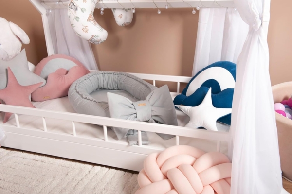 Kuschelnest Babynest Babynestchen Nestchen Reisebett Wickelauflage mit Schleife (Farbe: braun) Bild 8