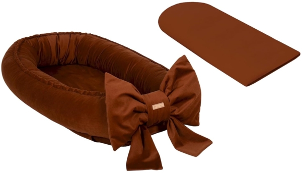 Kuschelnest Babynest Babynestchen Nestchen Reisebett Wickelauflage mit Schleife (Farbe: braun) Bild 2
