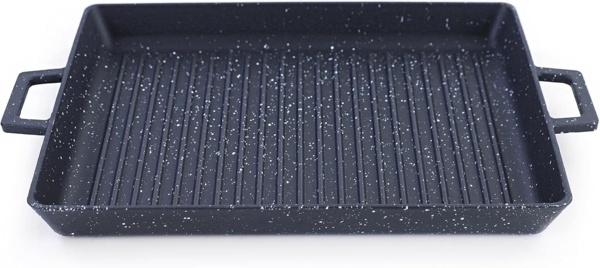 BBQ Grill Pfanne Schale Platte Gusseisen Antihaftbeschichtet 40x25cm