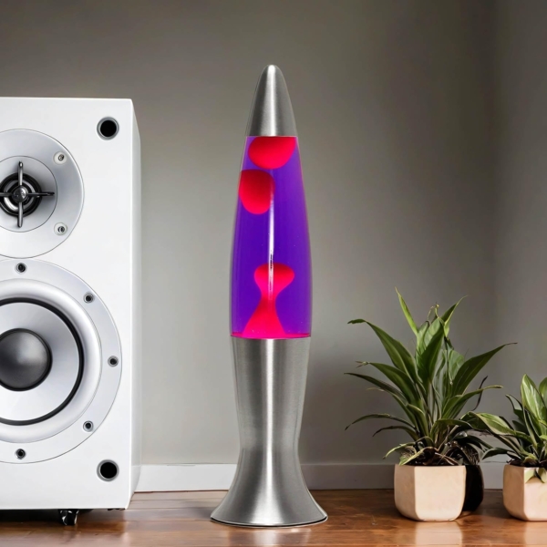 Licht-Erlebnisse Lavalampe ANGELINA, Warmweiß, Tischlampe Lila Rot Silber G9 stimmungsvoll dekorativ Wohnzimmer