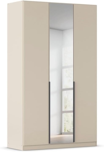 Rauch Möbel Alabama, Kleiderschrank, Garderobenschrank, 3-türig, Spiegel, Zubehör Basic, 2 Kleiderstangen, 4 Einlegeböden, Farbe Beige, Griff Grau metallic, 136 x 229 x 54 cm Bild 1