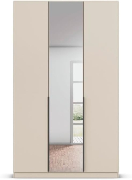 Rauch Möbel Alabama, Kleiderschrank, Garderobenschrank, 3-türig, Spiegel, Zubehör Basic, 2 Kleiderstangen, 4 Einlegeböden, Farbe Beige, Griff Grau metallic, 136 x 229 x 54 cm Bild 8