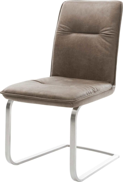 Freischwinger Vinjo-Flex Mikrofaser Taupe Vintage Freischwinger flach Edelstahl