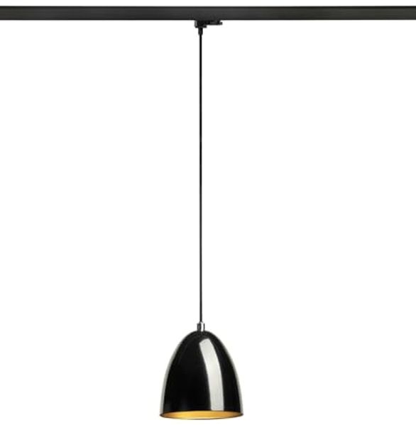SLV PARA CONE 14, Pendelleuchte für 3 Phasen System, GU10, schwarz/gold - Leuchten mit 1 Phasen Adapter