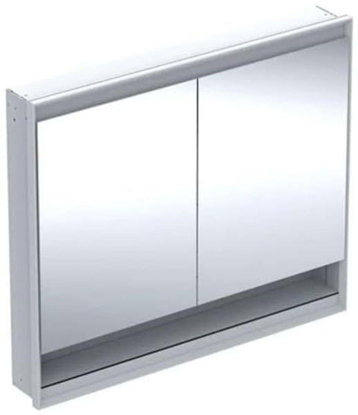 Geberit ONE Spiegelschrank mit ComfortLight, 2 Türen, Unterputzmontage, mit Nische, 105 x 90 x 15 cm, 505.824.00, Farbe: Aluminium eloxiert - 505.824.00.1