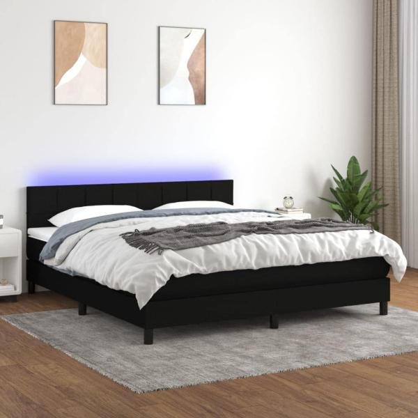 vidaXL Boxspringbett mit Matratze & LED Schwarz 180x200 cm Stoff 3133175