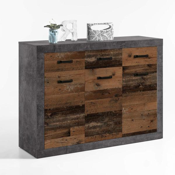 Kommode 'INDIANA 2', Beton grau old wood vintage Bild 4