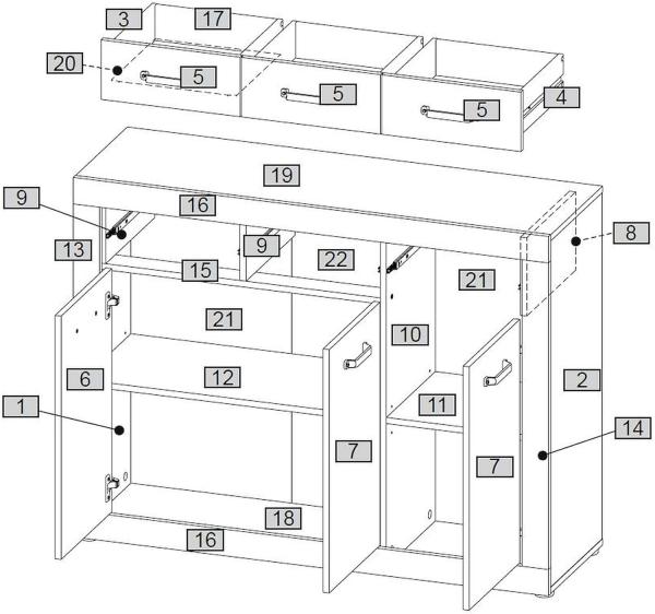Kommode 'INDIANA 2', Beton grau old wood vintage Bild 5