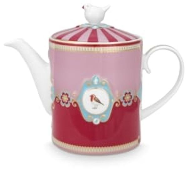 PiP Studio Teekanne Love Birds Medallion Teekanne rot/pink 1,3l, Teapot Love Birds Medallion Red-Pink 1.3ltr