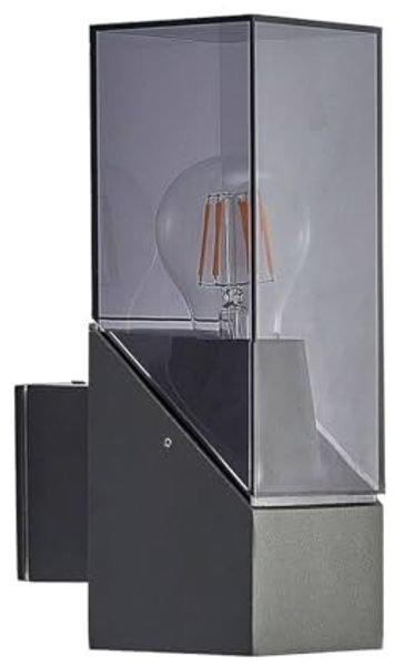 Lucande Außen-Wandleuchte Fiola, Metall, Schwarz IP54, 1 x 23 W