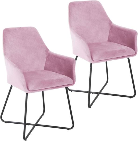 SVITA JOSIE Dining 2er Set Esszimmerstuhl Sessel Polsterstuhl Stoff Pink