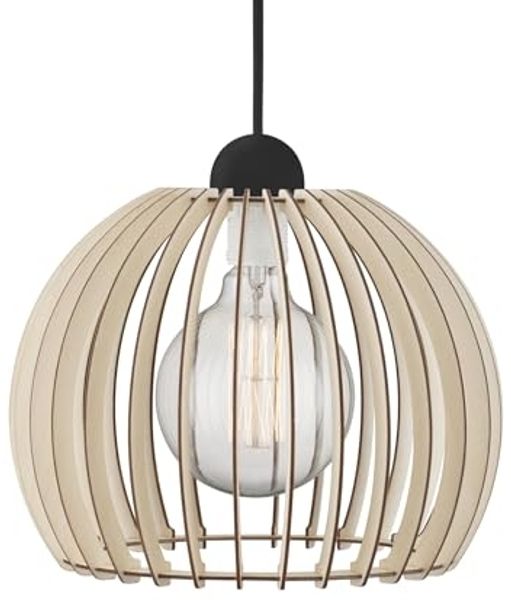Nordlux Schwarze Pendelleuchten Chino 30 Ø 30 Cm Braun 1-flammig Kugelförmig, Braun, schwarz, Holz, Metall, 84833014