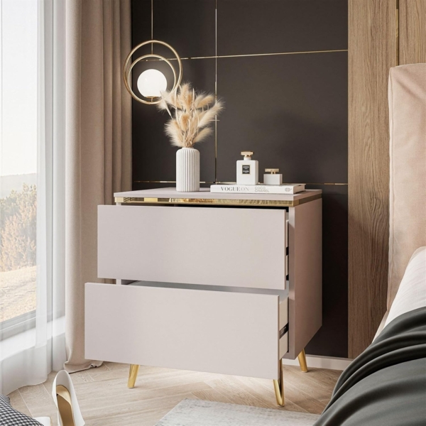 Lookway Nachttisch AURORA II KASCHMIR mit Beinen und LED-Beleuchtung (1x Nachttisch), Breite: 50 cm Bild 4