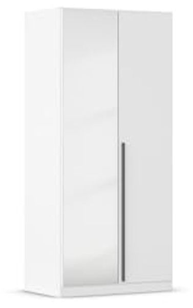 Drehtürenschrank >Alba< 2 Innenschubladen, alpinweiß / Spiegel - 91x197x54 (BxHxT)